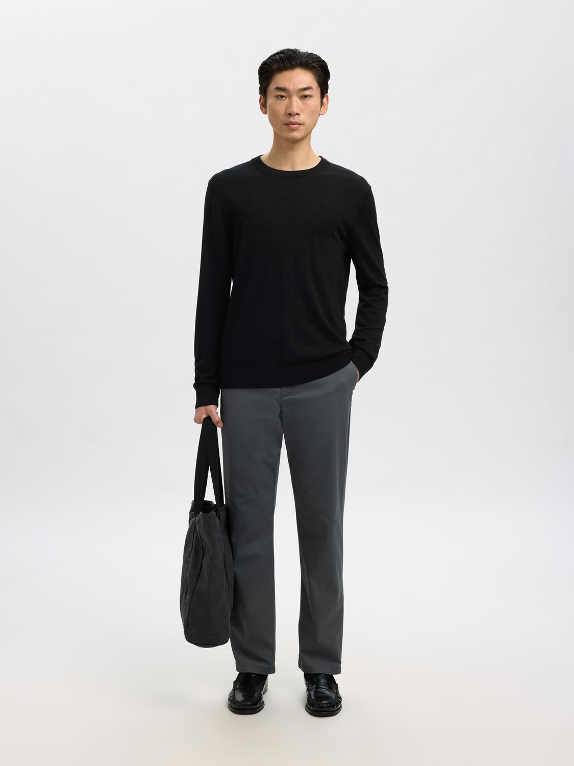 Slhtray Ls Knit Merino Crew Neck Noos