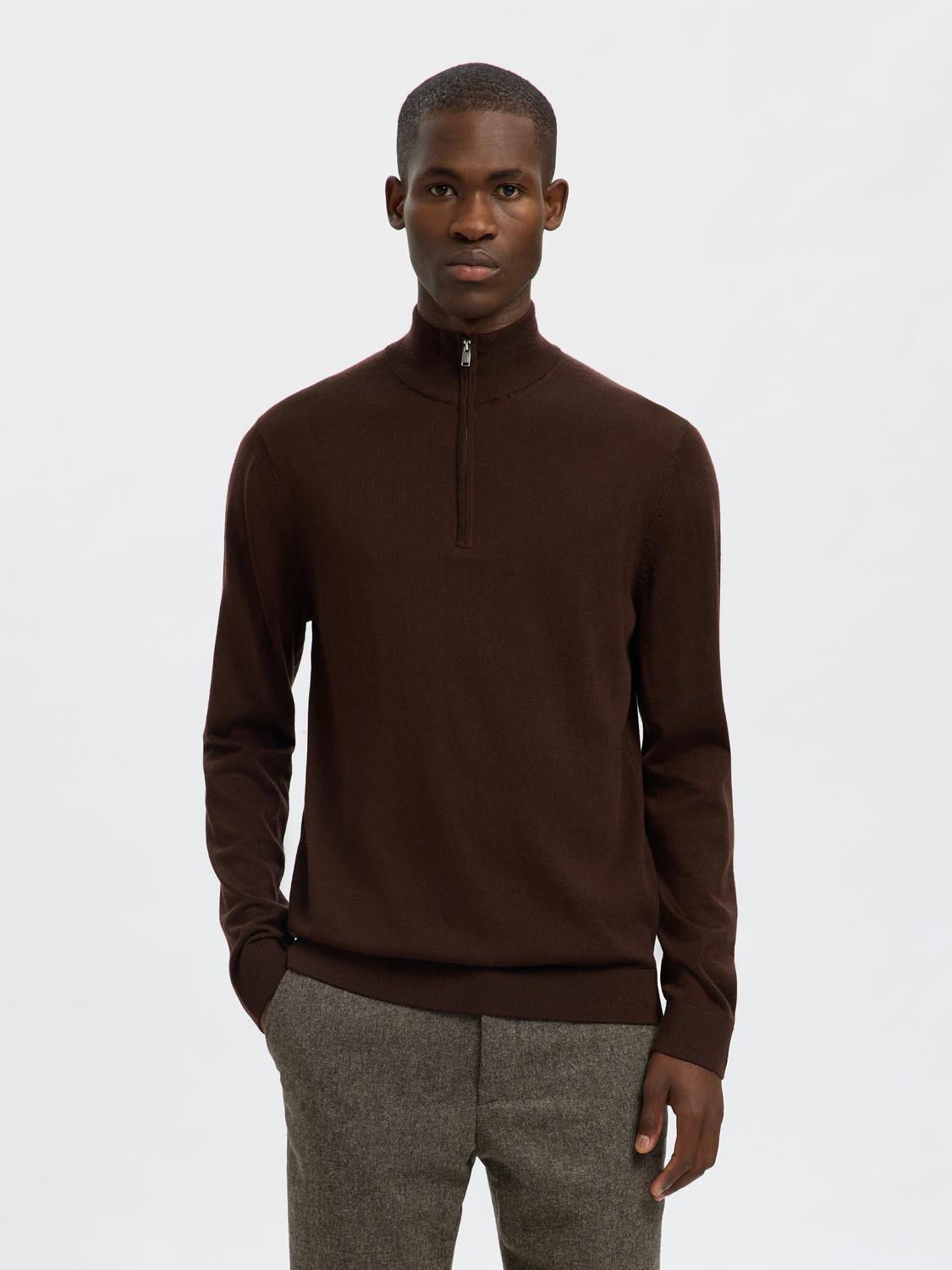 STRIK - Slhtray Ls Knit Merino Half Zip Noos -  - Hr Ravn