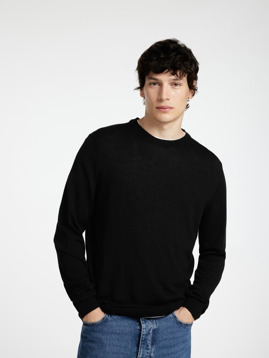 Slhtray Ls Knit Merino Crew Neck Noos