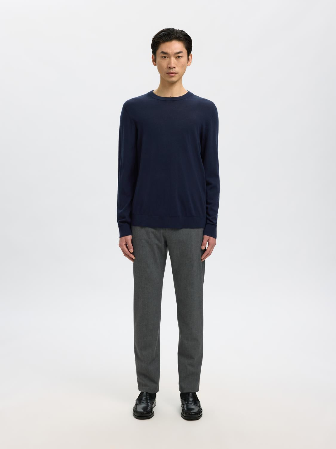 Slhtray Ls Knit Merino Crew Neck Noos