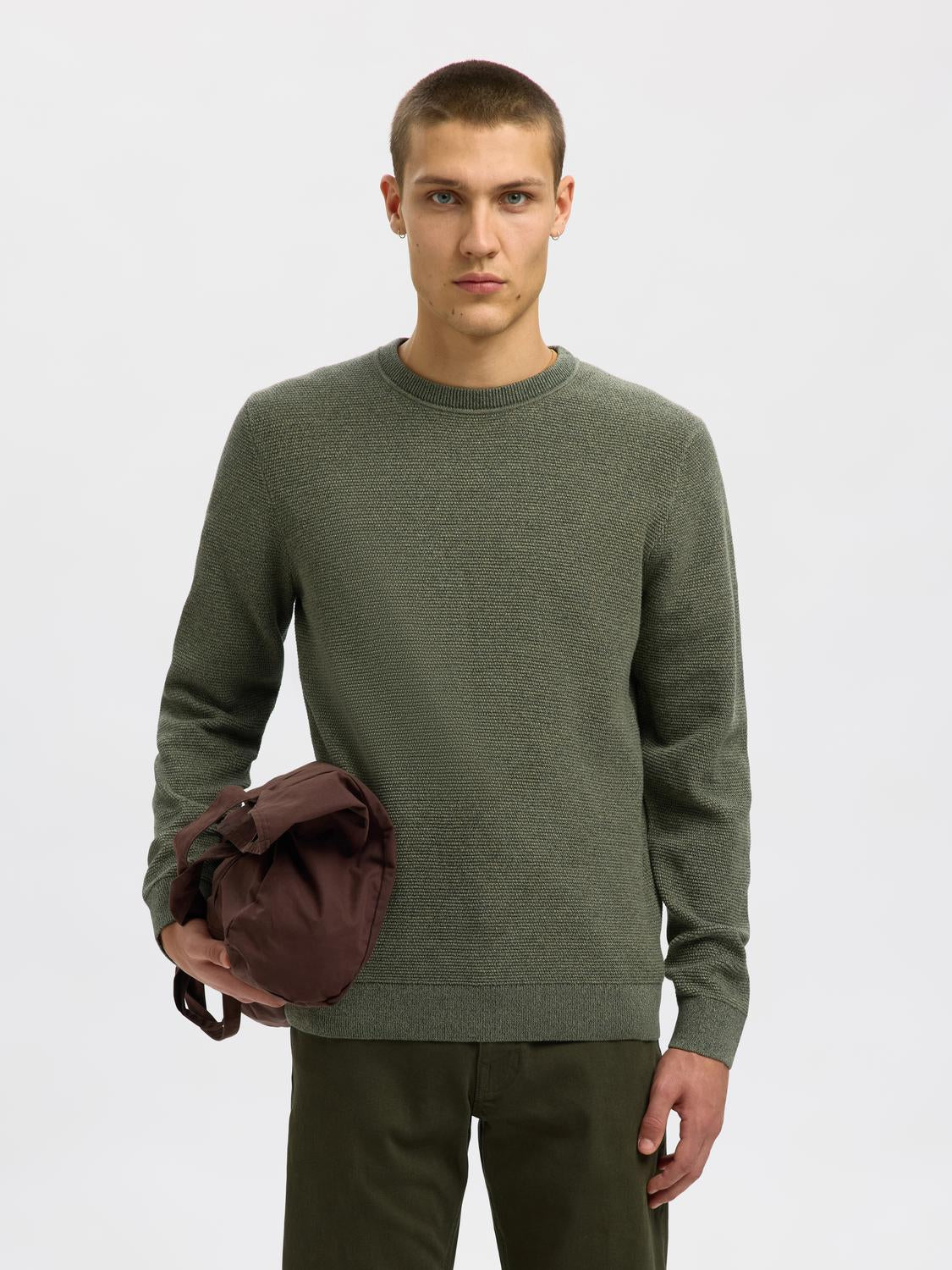 Pullovers - Slhross Ls Knit Structure Crew Neck Noos -  - Hr Ravn
