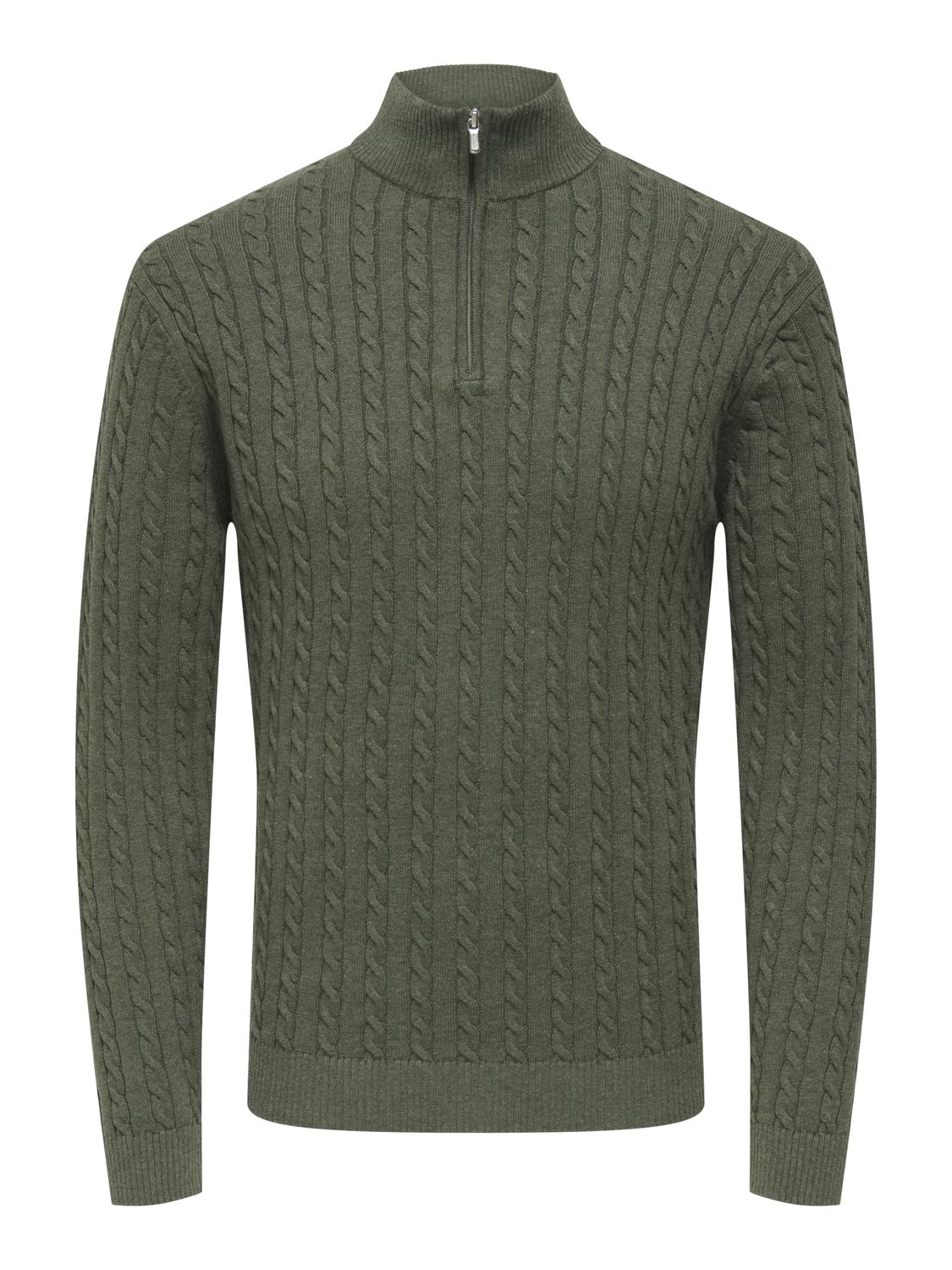 Pullovers - Onsloui Reg 12 Cabel Half Zip Knit Noos -  - Hr Ravn