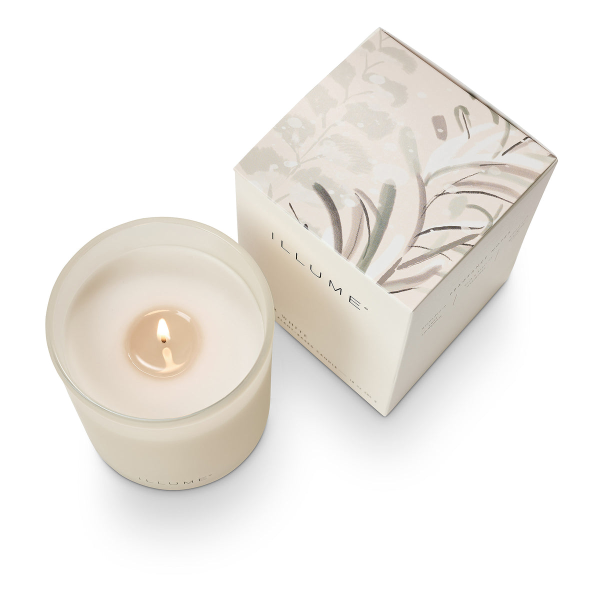 Winter White Box Glass Candle, Hvid,