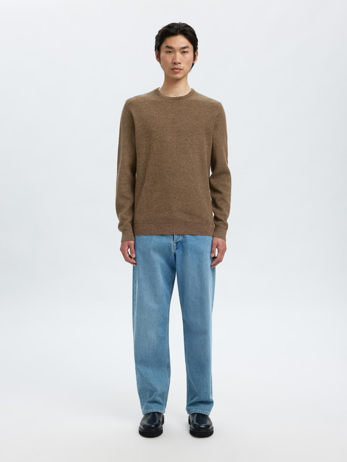 Slhross Ls Knit Structure Crew Neck Noos