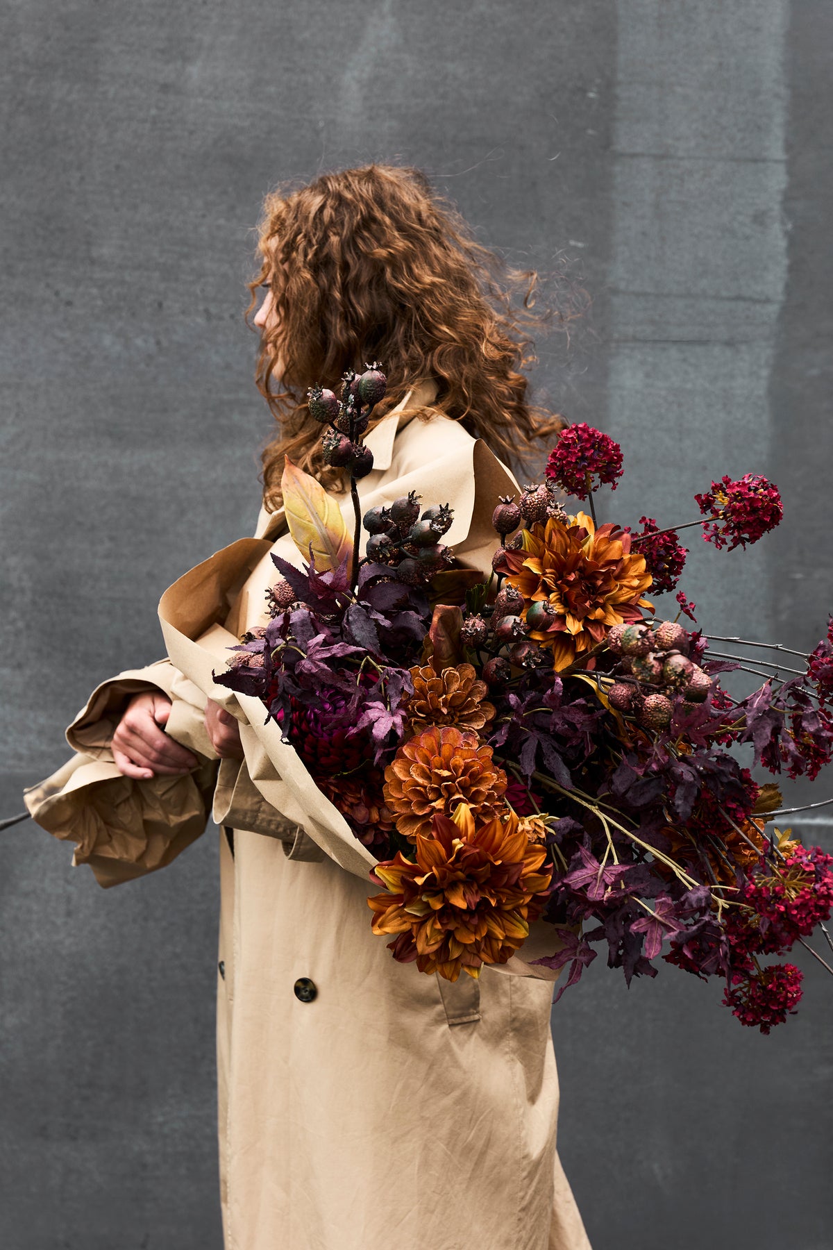 Waverly Buket, Orange, Kunstige Blomster