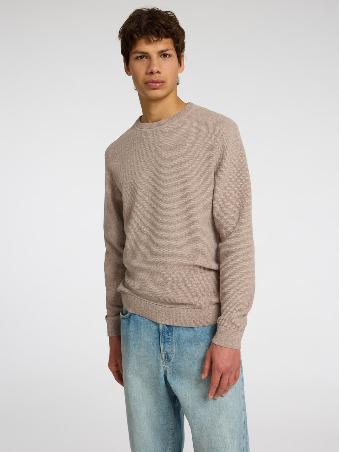 Pullovers - Slhross Ls Knit Structure Crew Neck Noos -  - Hr Ravn
