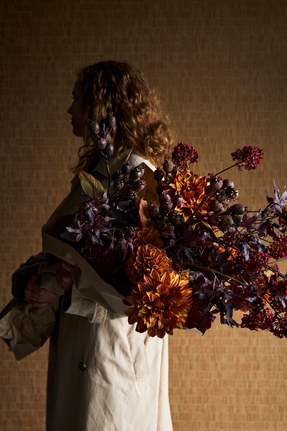 Waverly Buket, Orange, Kunstige Blomster