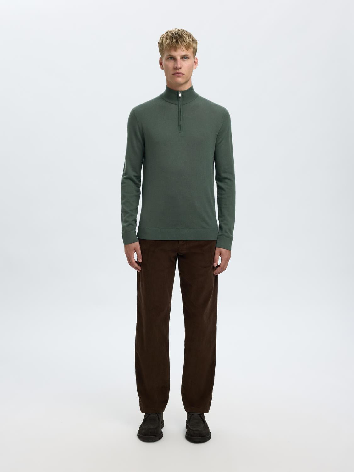 STRIK - Slhtray Ls Knit Merino Half Zip Noos -  - Hr Ravn
