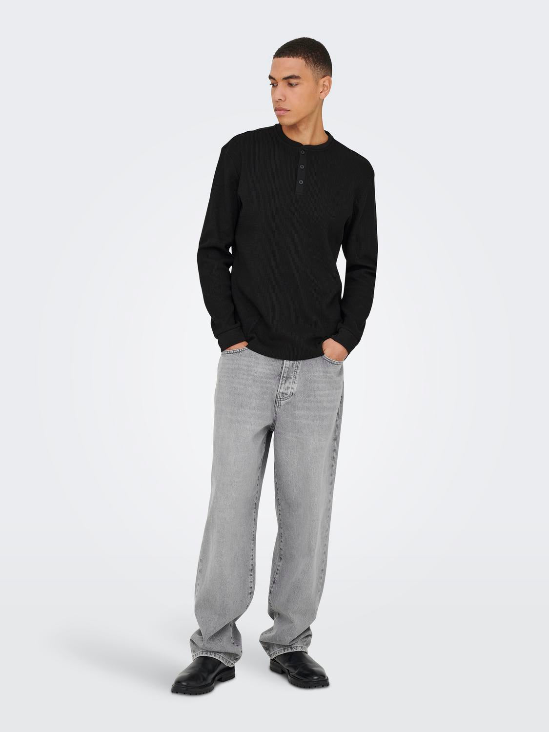 T-shirts - Onstobie Reg Ls Henley Tee Noos -  - Hr Ravn