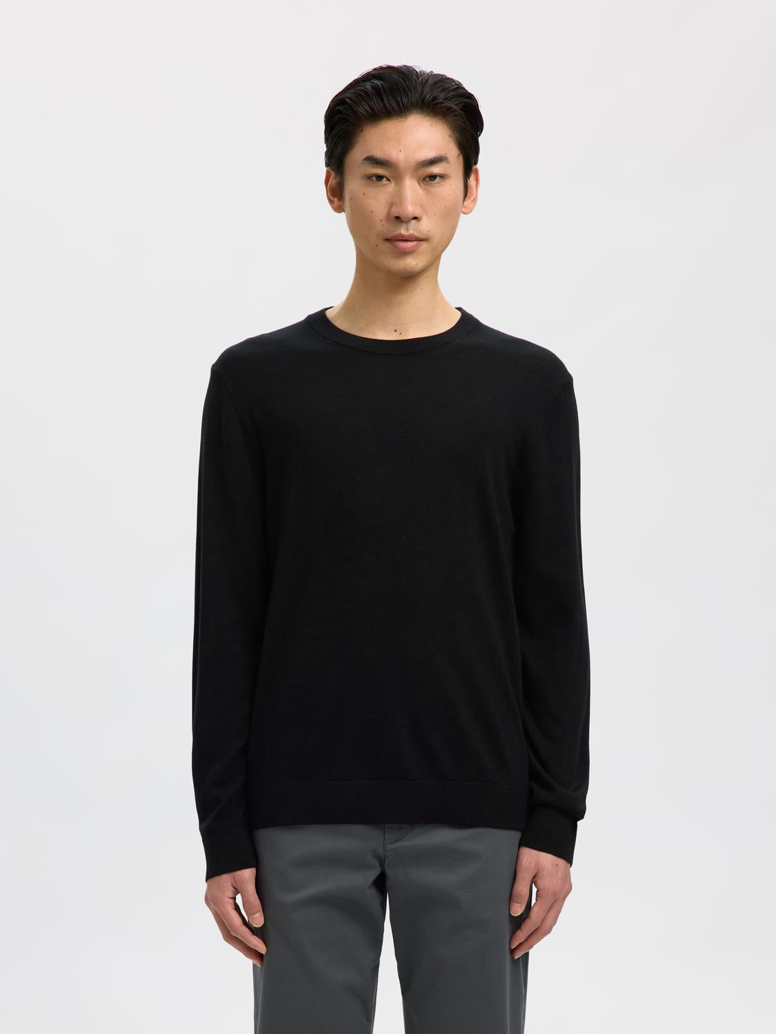 Slhtray Ls Knit Merino Crew Neck Noos