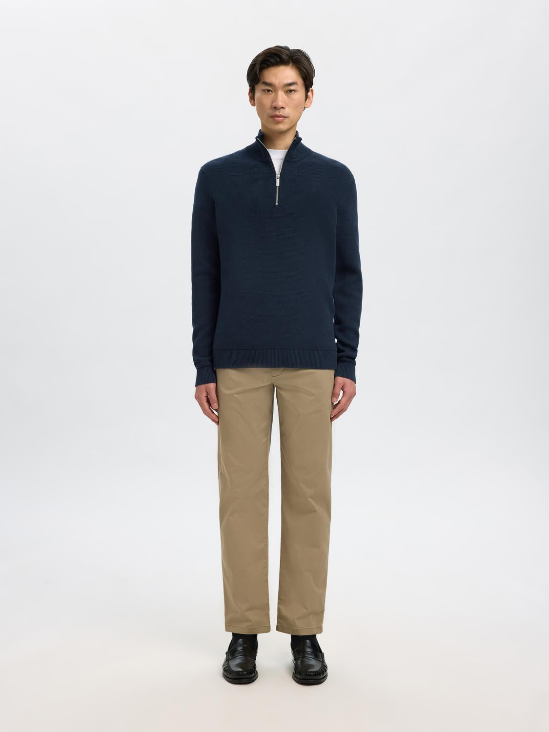STRIK - Slhdane Ls Knit Structure Half Zip Noos -  - Hr Ravn