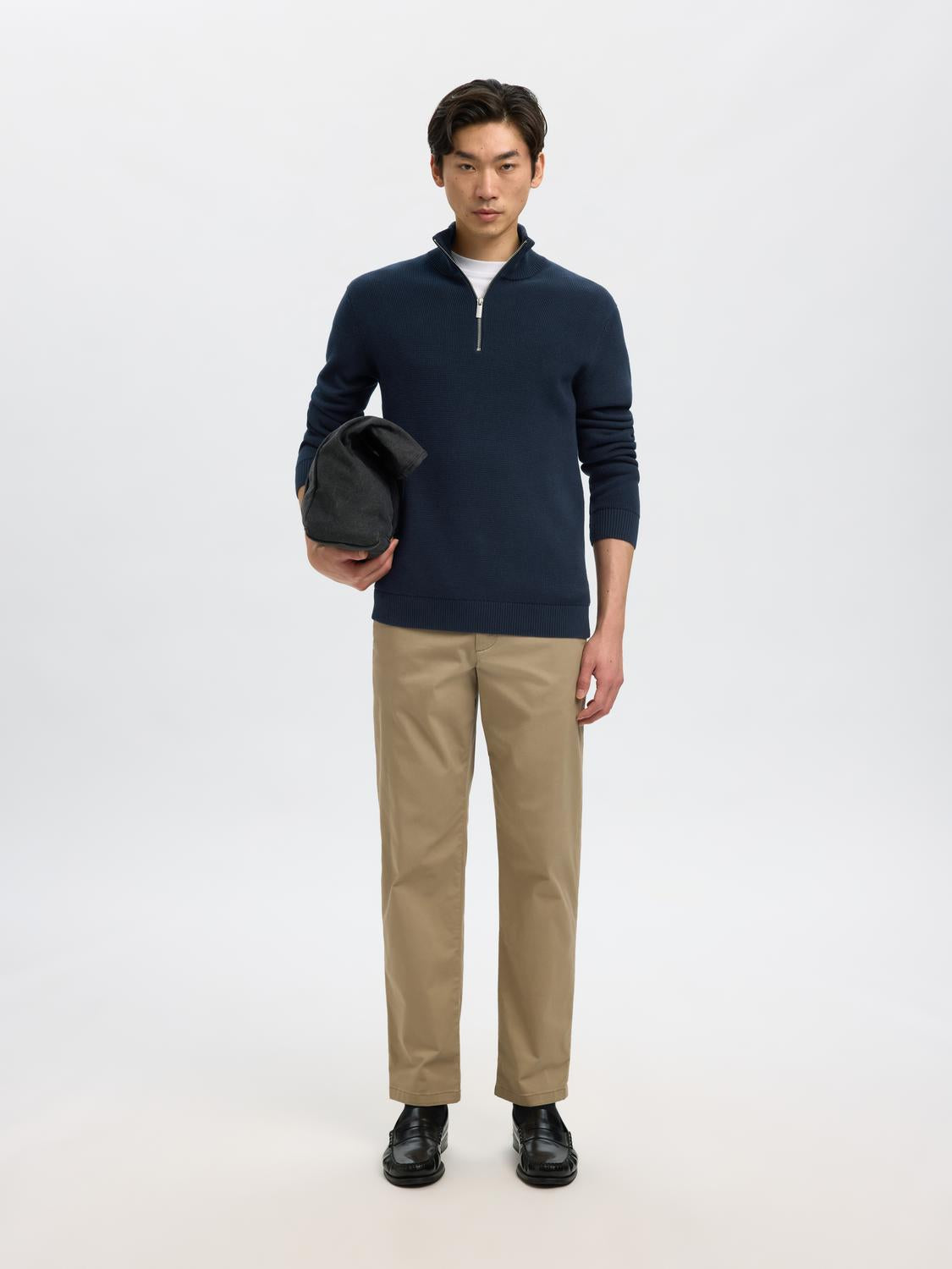 STRIK - Slhdane Ls Knit Structure Half Zip Noos -  - Hr Ravn