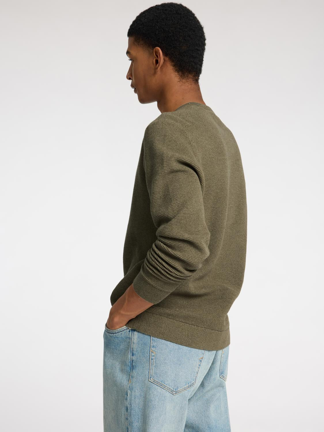 Pullovers - Slhross Ls Knit Structure Crew Neck Noos -  - Hr Ravn
