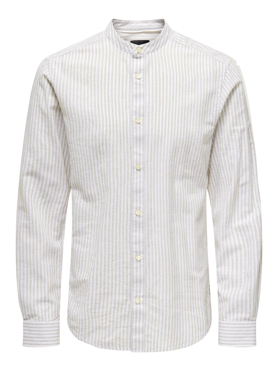LANGE SKJORTER - Onscaiden Life Ls Mao Stripe Linen Noos -  - Hr Ravn
