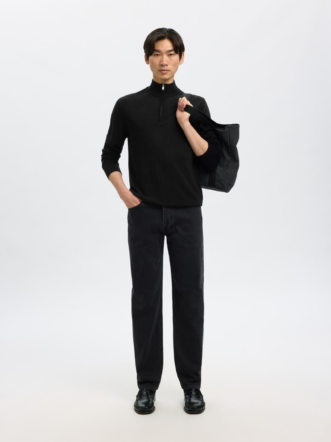 STRIK - Slhtray Ls Knit Merino Half Zip Noos -  - Hr Ravn