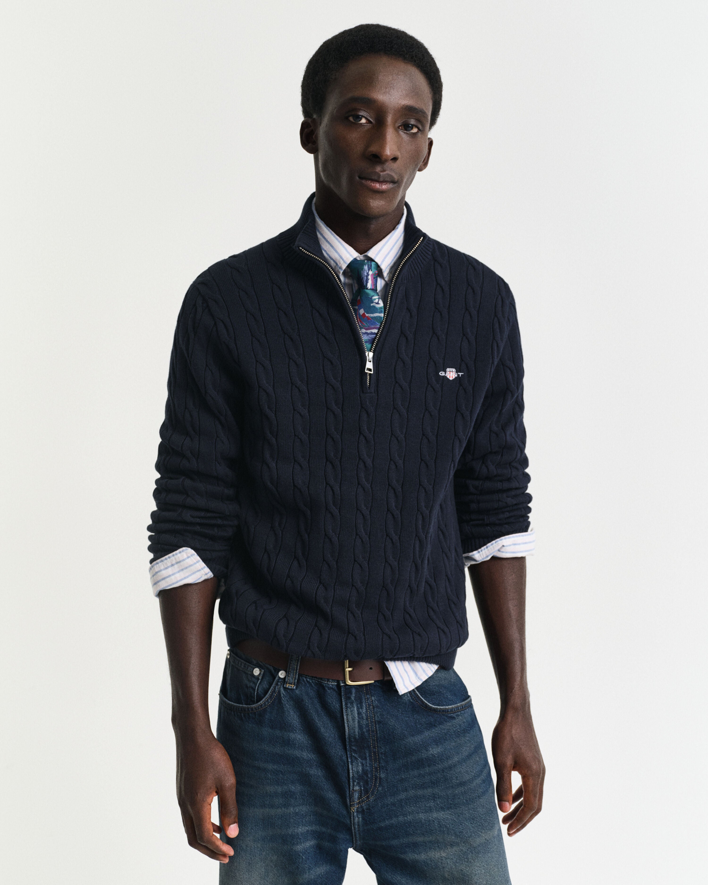 STRIK - Kabel Strik Half Zip -  - Hr Ravn