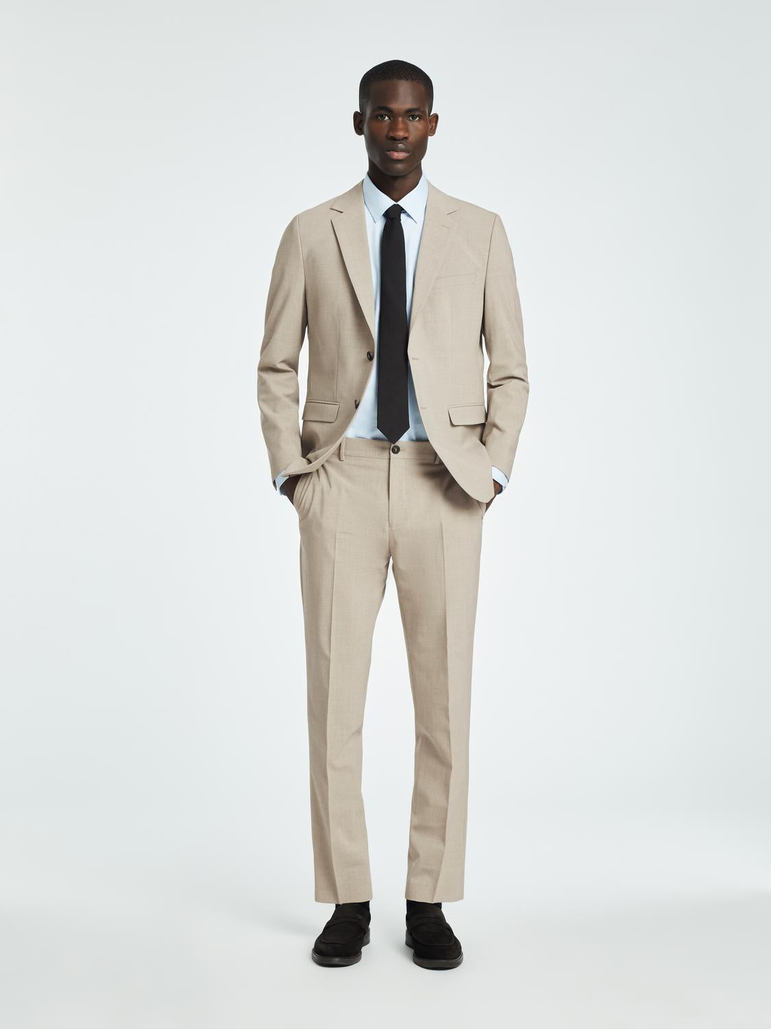 BUKSER - Slhslim-Theo Wool Blend Trs Flex Noos -  - Hr Ravn