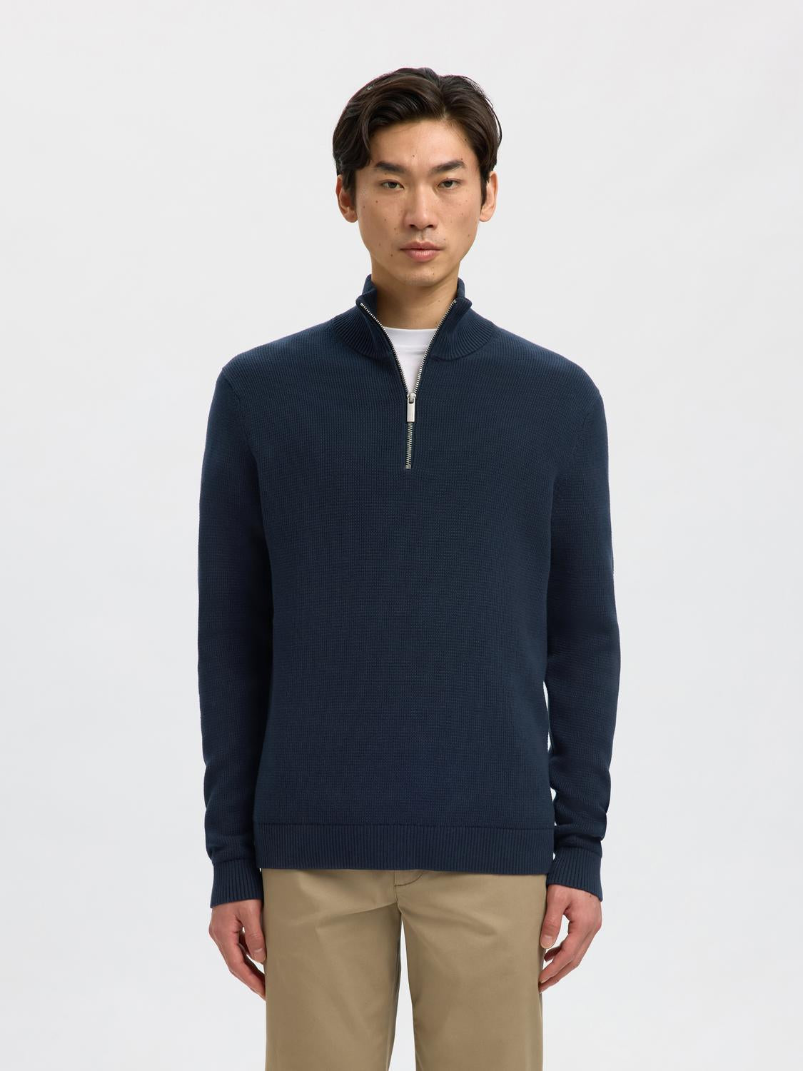 STRIK - Slhdane Ls Knit Structure Half Zip Noos -  - Hr Ravn