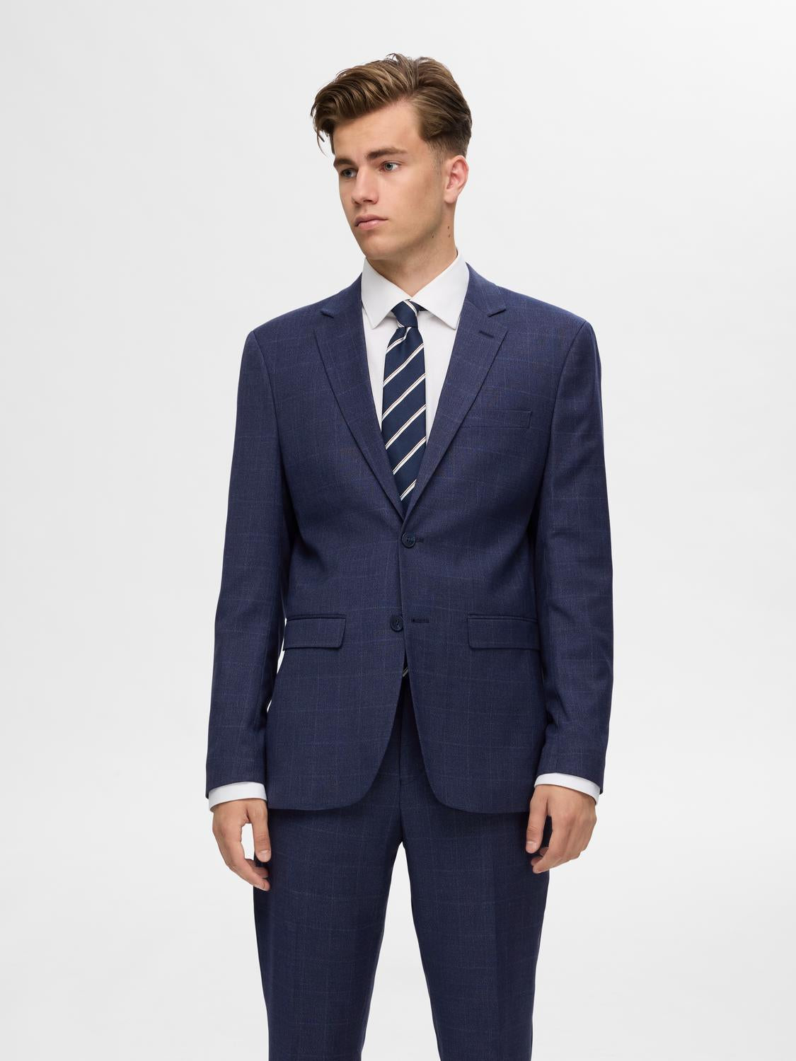Blazers - Slhslim-Neil Dark Blue Check Blz Noos -  - Hr Ravn